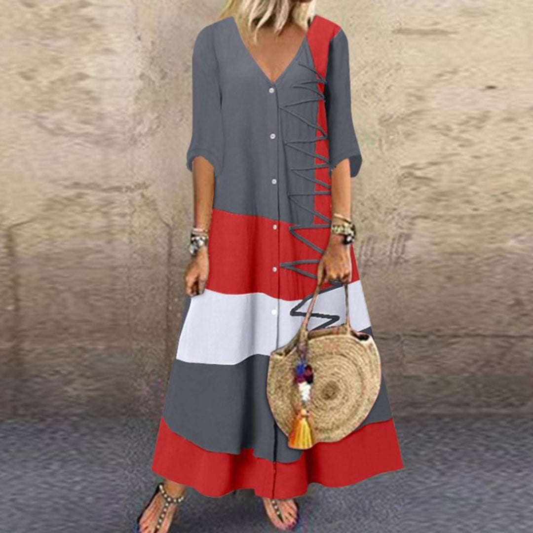Robe Longue à Rayures pour Femmes - Élégante et Confortable pour Événements