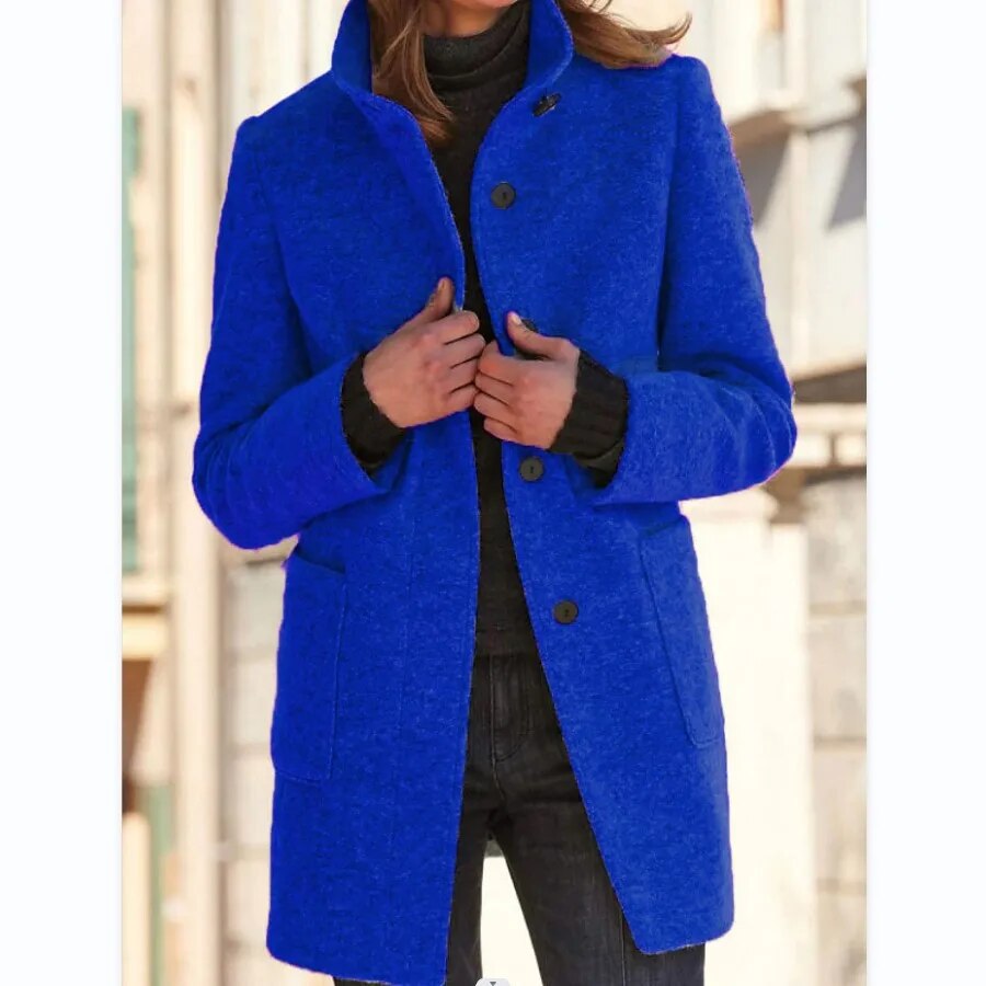 Manteau en Laine pour Femmes - Élégance Hivernale avec Poches Fonctionnelles