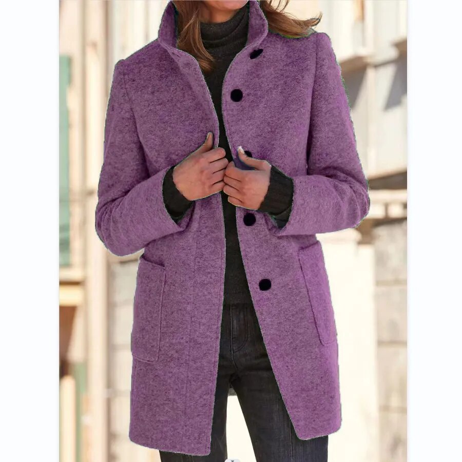 Manteau en Laine pour Femmes - Élégance Hivernale avec Poches Fonctionnelles