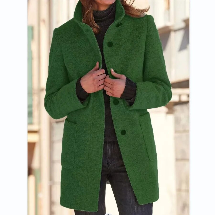 Manteau en Laine pour Femmes - Élégance Hivernale avec Poches Fonctionnelles