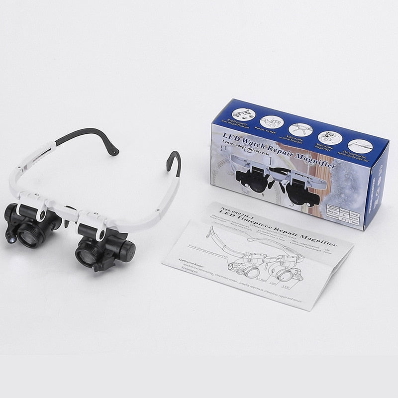 Lunettes de Grossissement LED Ajustables - Grossissement 8x, 15x et 23x