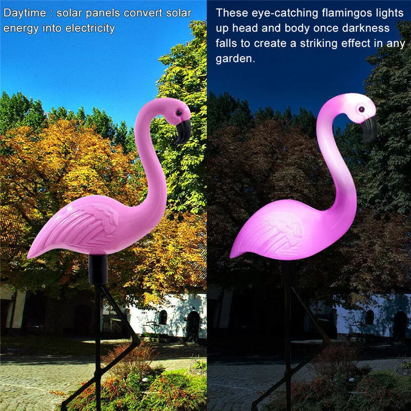 Lumière Solaire Flamant Rose - Décoration Écologique pour Jardin