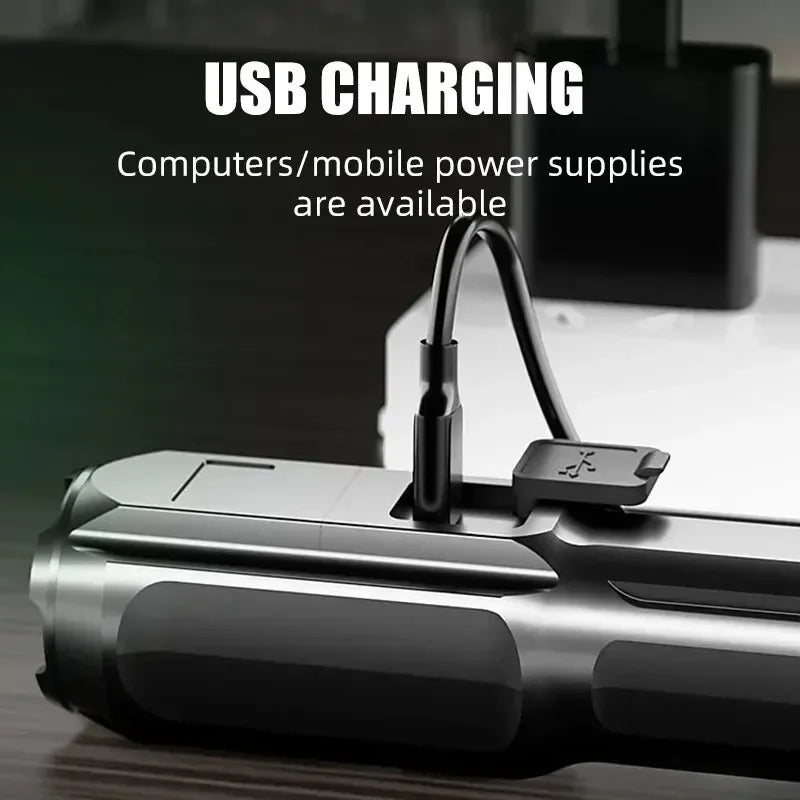 Lampe de Poche Rechargeable USB - Design Étanche et Mise au Point Télescopique