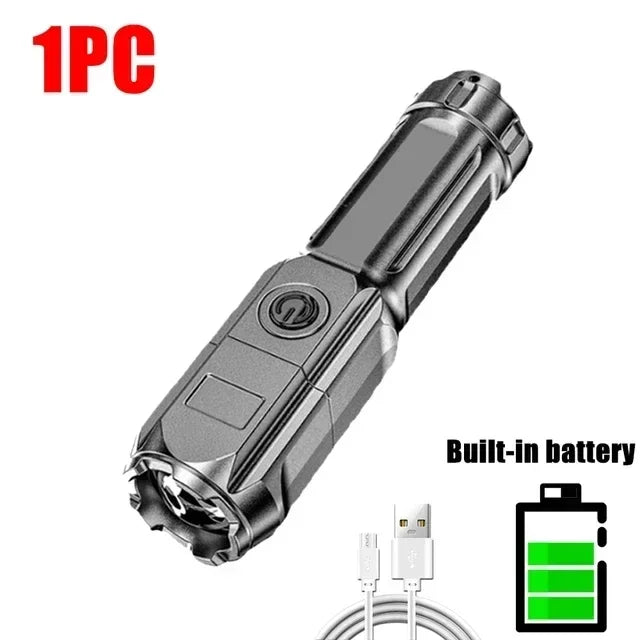 Lampe de Poche Rechargeable USB - Design Étanche et Mise au Point Télescopique