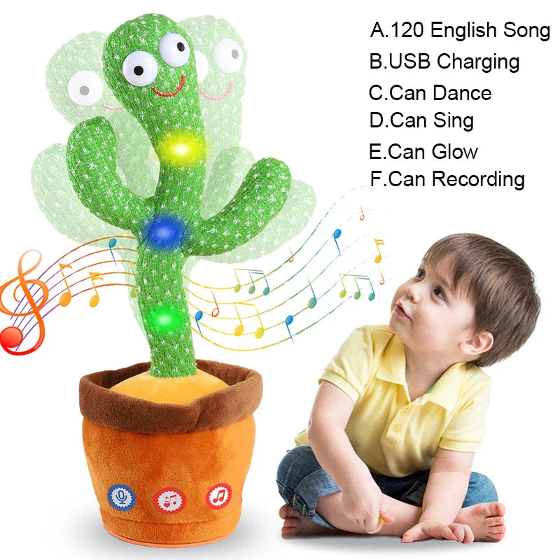 Cactus en Peluche Interactif pour Enfants - Jouet Dansant et Amusant en Tissu Doux