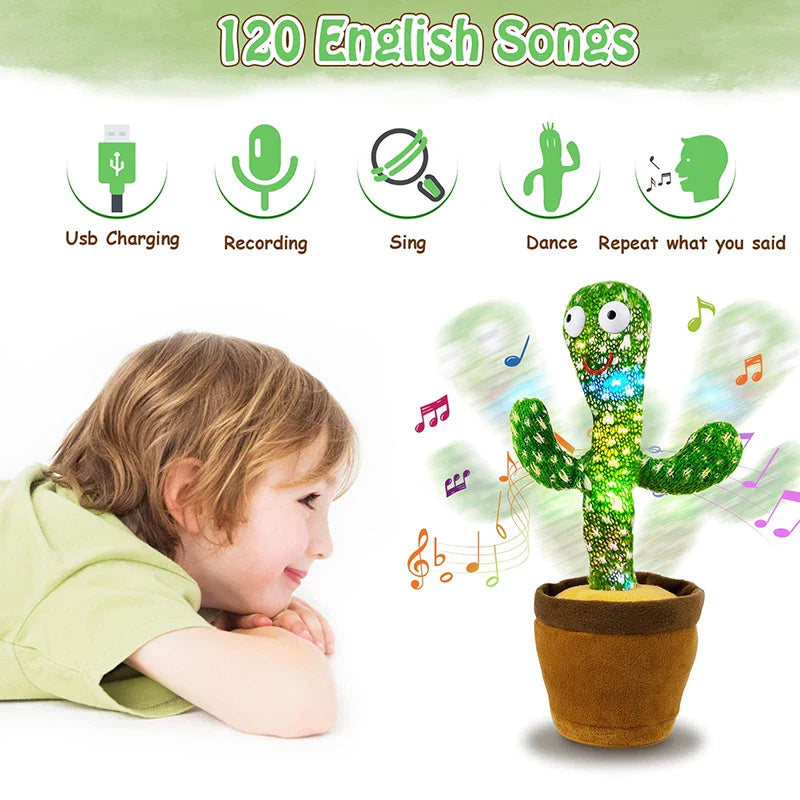 Cactus en Peluche Interactif pour Enfants - Jouet Dansant et Amusant en Tissu Doux