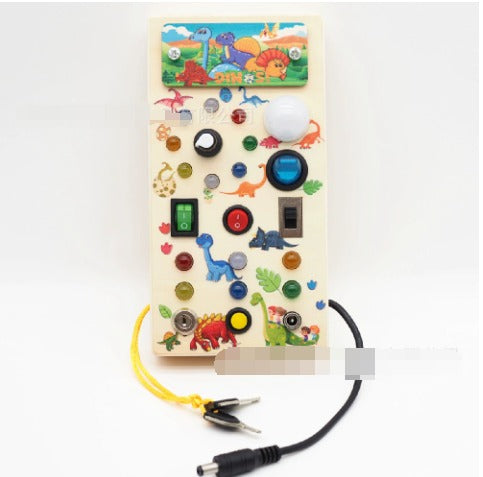 Jeu Interactif en Bois avec Lumières LED - 15 Lumières Colorées et 9 Interrupteurs Simples