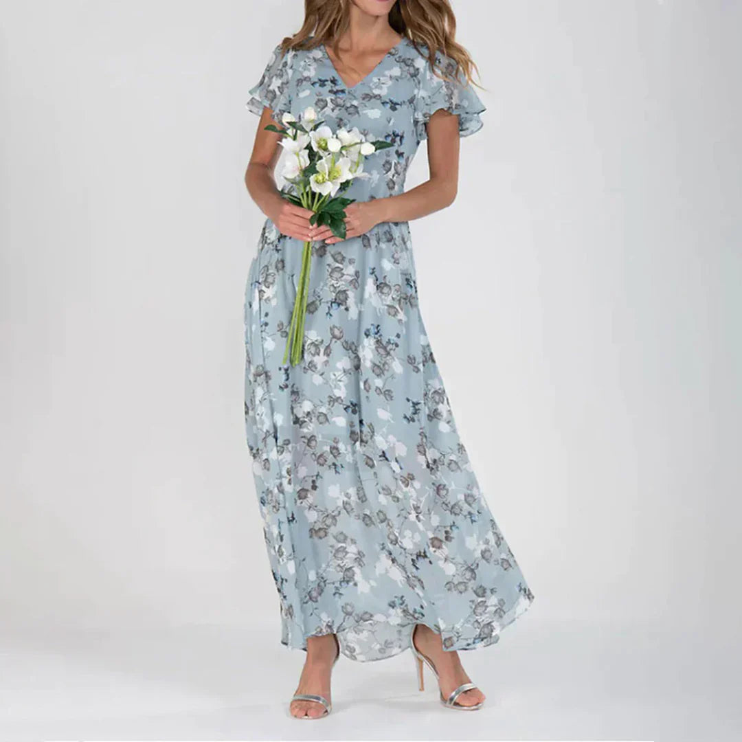 Robe Maxi Fleurie Vintage - Chiffon Léger et Confortable pour l'Été