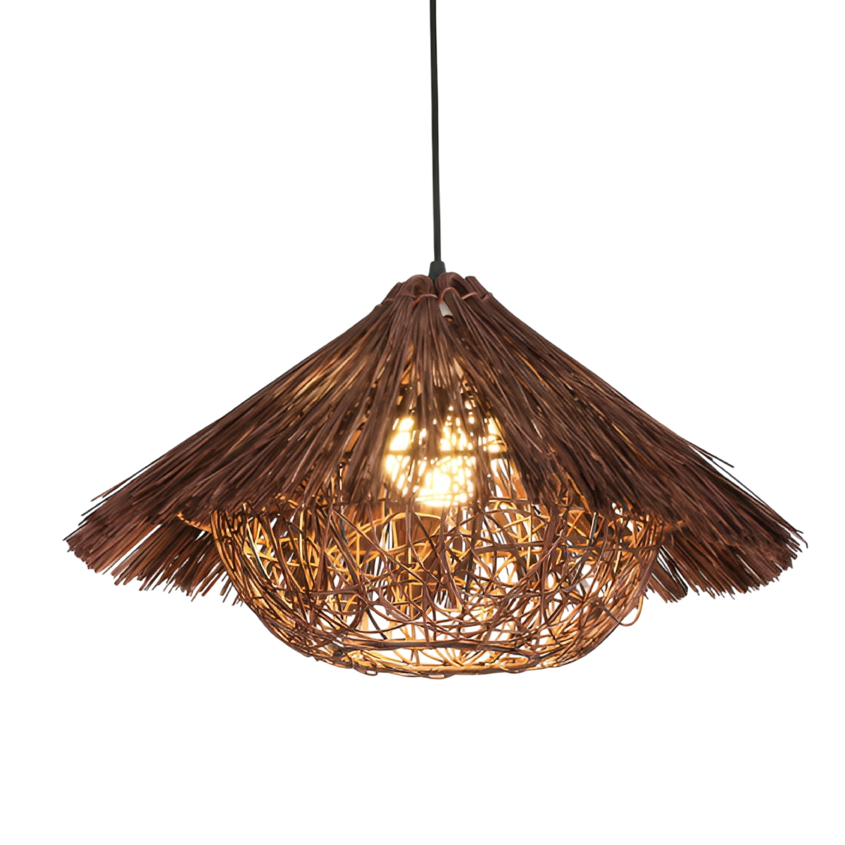 Lampe Suspendue en Rotin et Bambou - Élégance Artisanale et Ambiance Chaleureuse