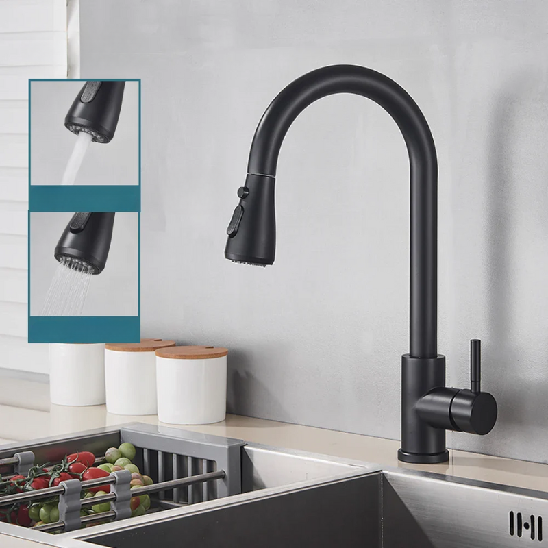 Robinet de Cuisine Pull-Down Noir - Élégance et Flexibilité au Quotidien