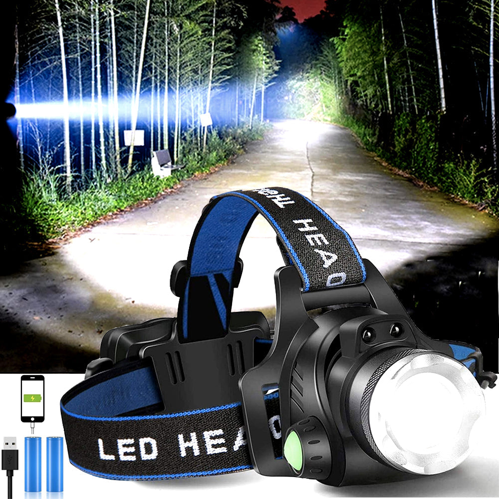 Lampe Frontale LED Étanche - Luminosité Élevée et Rechargeable