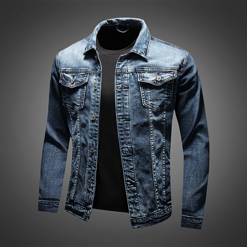 Veste en Jean Slim Fit pour Hommes - Style Rétro Motard et Confort Optimal