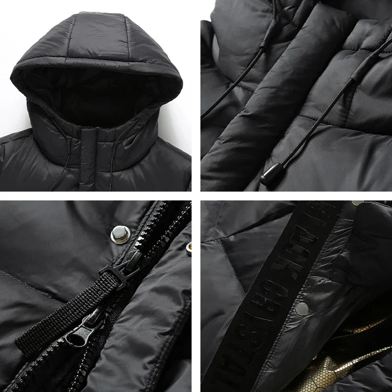 Manteau d'hiver Long en Nylon - Isolation en Duvet et Style Élégant
