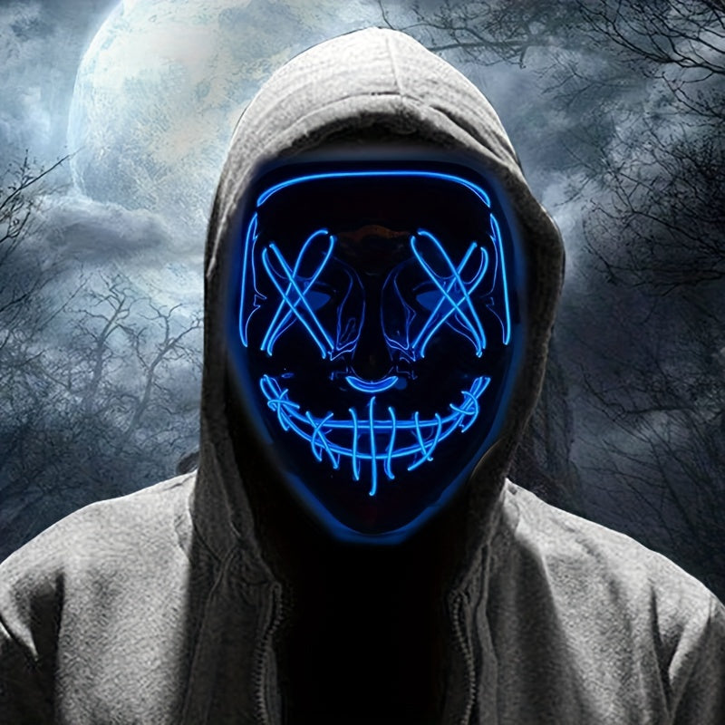 Masque LED Halloween Effrayant - Design Anonyme Lumineux et Confortable