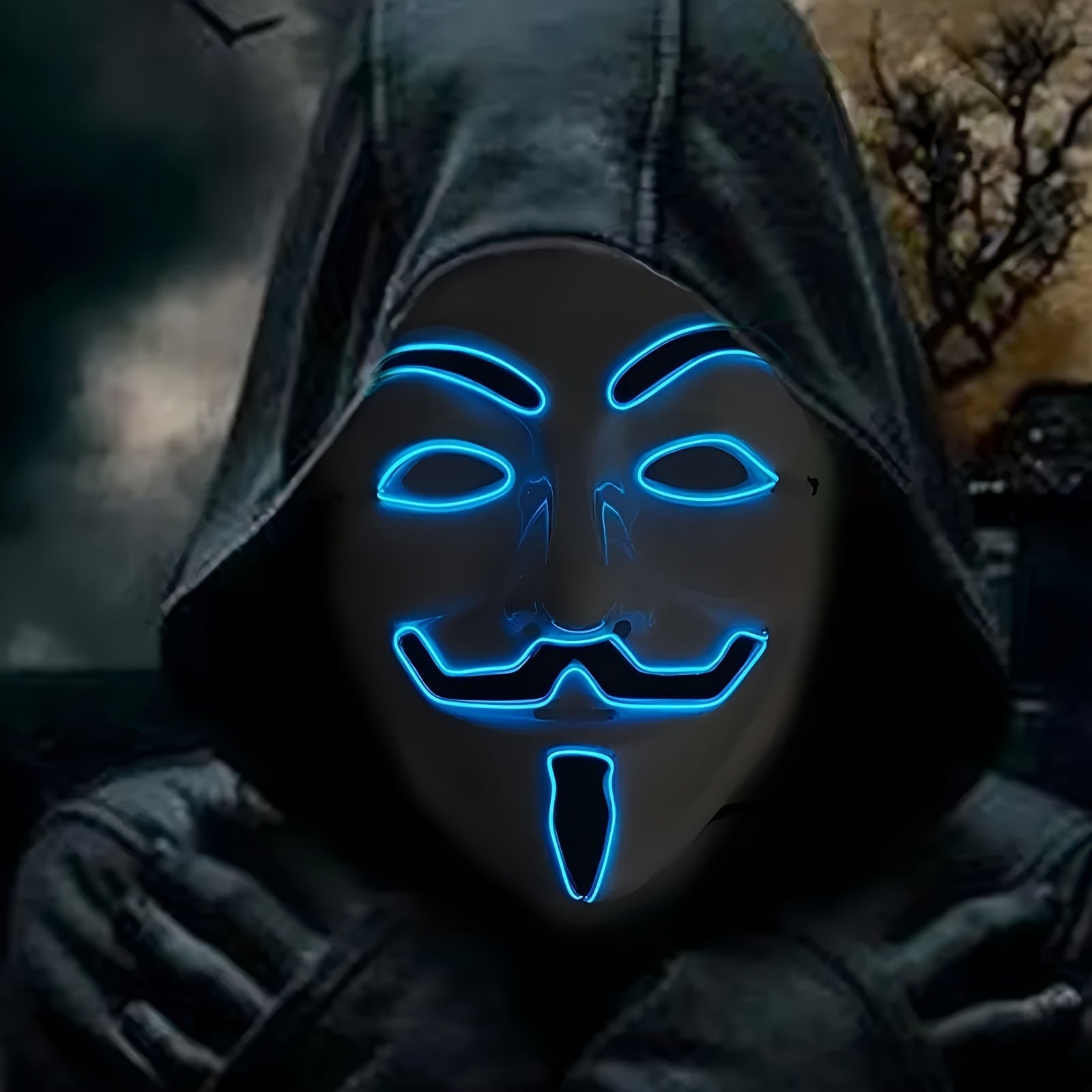 Masque LED Halloween Effrayant - Design Anonyme Lumineux et Confortable