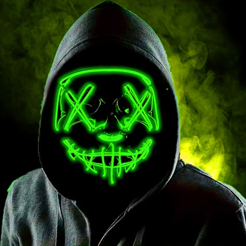 Masque LED Halloween Effrayant - Design Anonyme Lumineux et Confortable