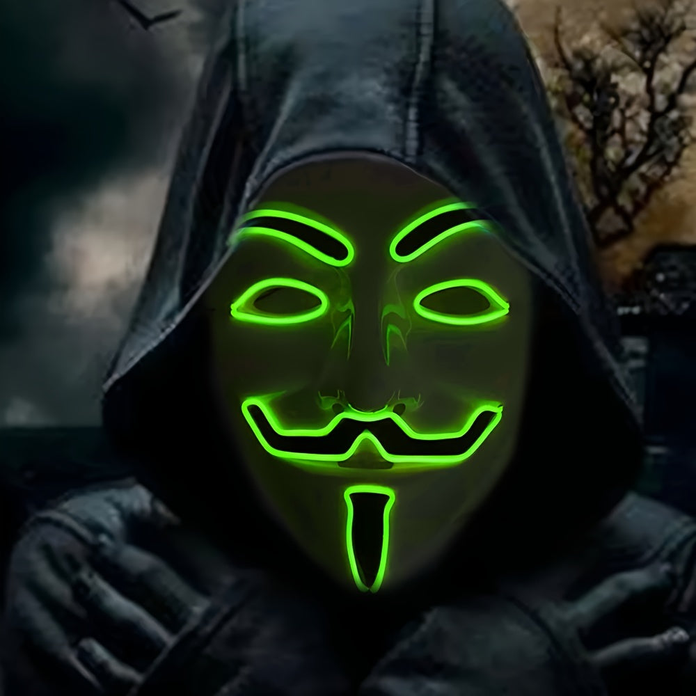 Masque LED Halloween Effrayant - Design Anonyme Lumineux et Confortable