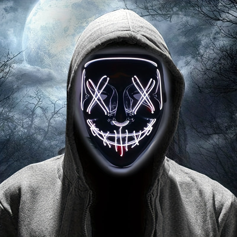 Masque LED Halloween Effrayant - Design Anonyme Lumineux et Confortable