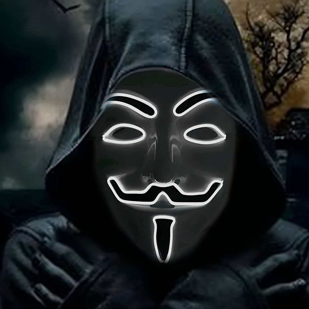 Masque LED Halloween Effrayant - Design Anonyme Lumineux et Confortable