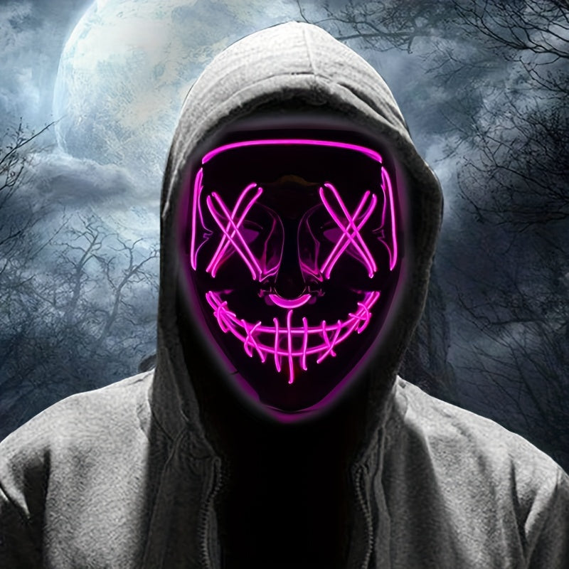 Masque LED Halloween Effrayant - Design Anonyme Lumineux et Confortable