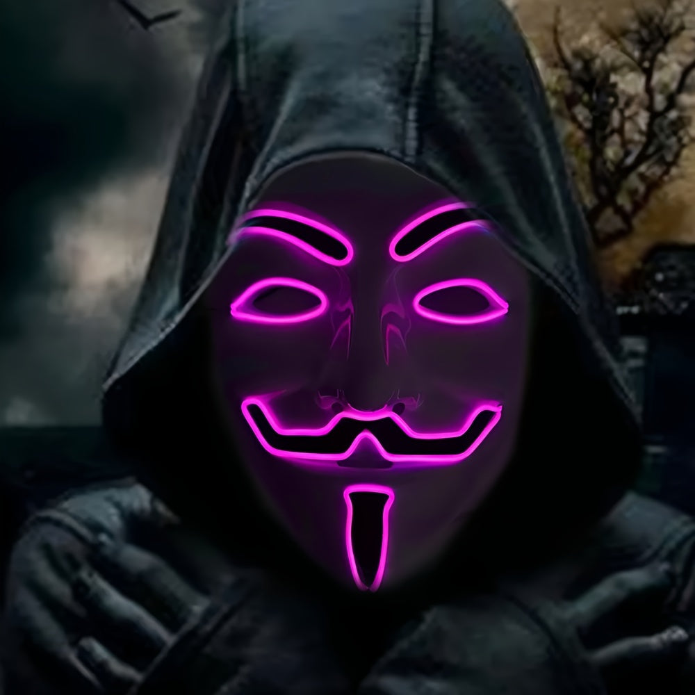 Masque LED Halloween Effrayant - Design Anonyme Lumineux et Confortable