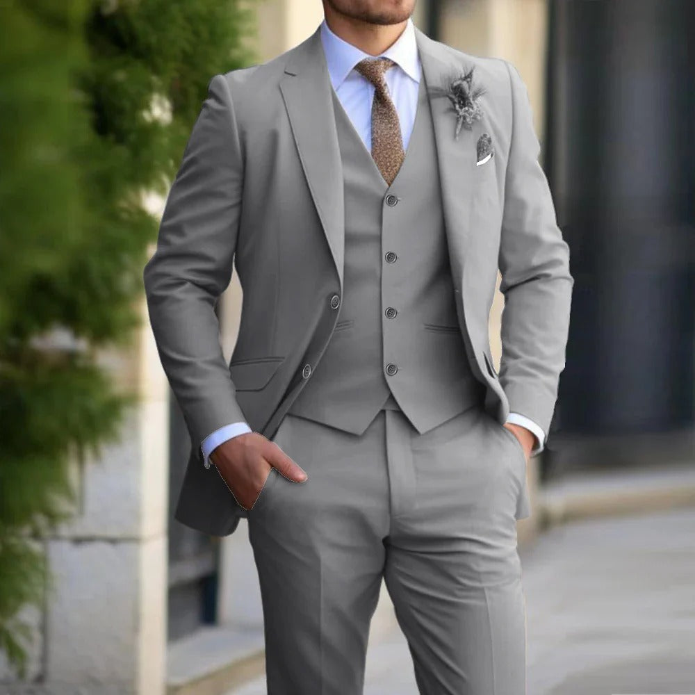 Costume 3 Pièces Élégant pour Hommes - Tissu Confortable et Coupe Slim