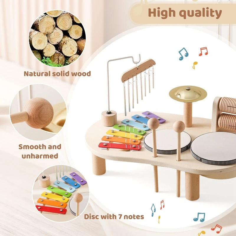Jouets Musicaux en Bois pour Bébés - Xylophone Coloré et Instruments Éducatifs