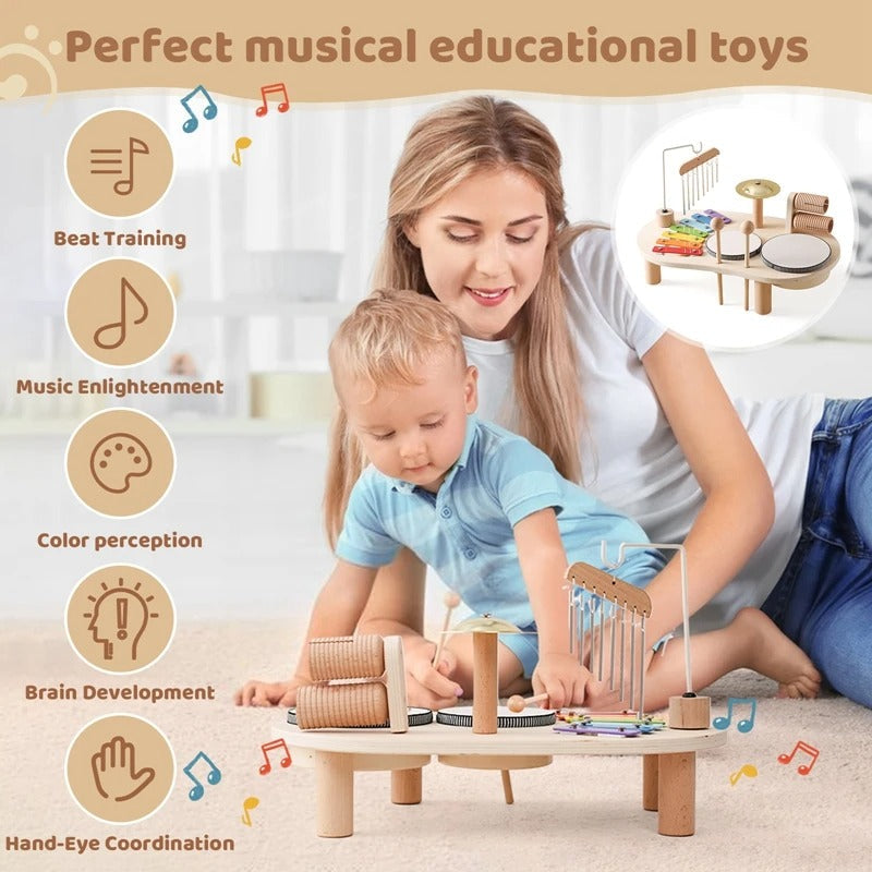 Jouets Musicaux en Bois pour Bébés - Xylophone Coloré et Instruments Éducatifs