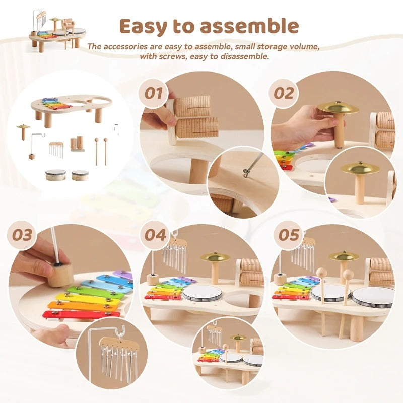 Jouets Musicaux en Bois pour Bébés - Xylophone Coloré et Instruments Éducatifs