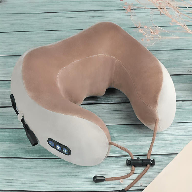 Coussin de Cou Massant Chauffant - Confort Ergonomique et Détente en Voyage