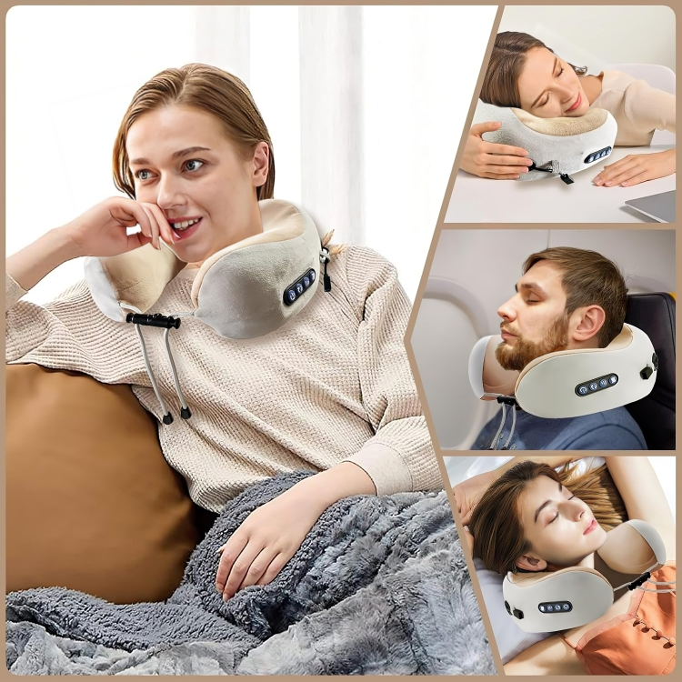 Coussin de Cou Massant Chauffant - Confort Ergonomique et Détente en Voyage