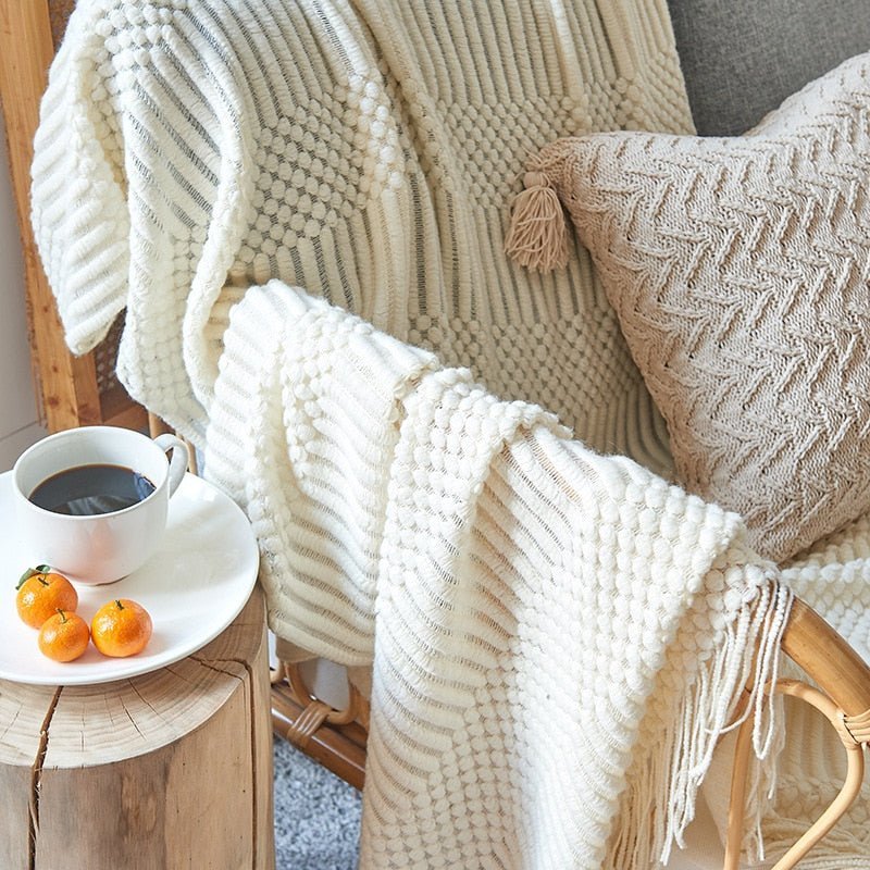 Couverture Tricotée Douillette pour Canapé - Style Scandinave et Confort Optimal