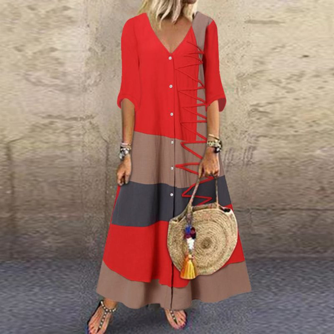 Robe Longue à Rayures pour Femmes - Élégante et Confortable pour Événements