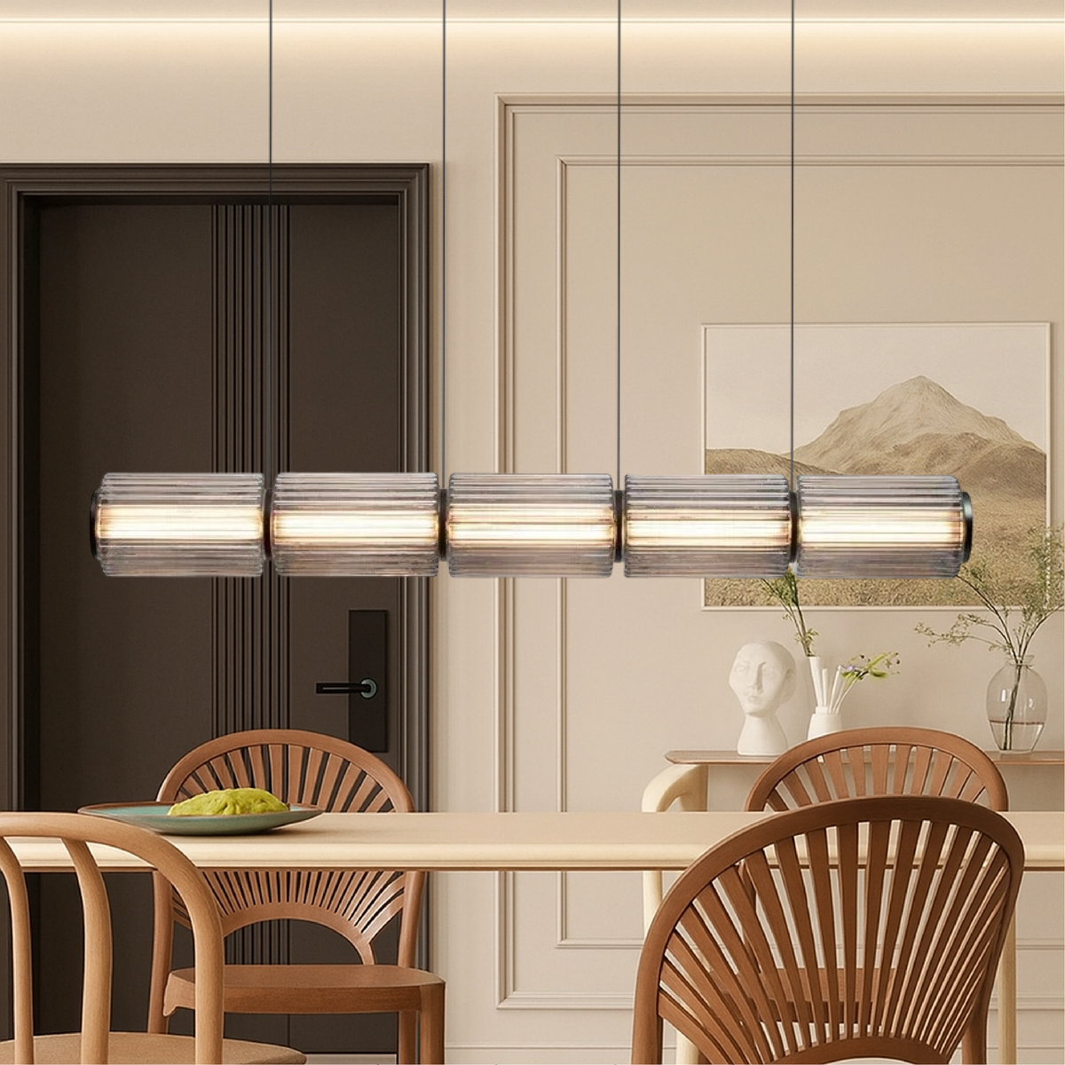 Lampe Suspendue en Verre Cylindrique - Design Élégant avec Éclairage LED