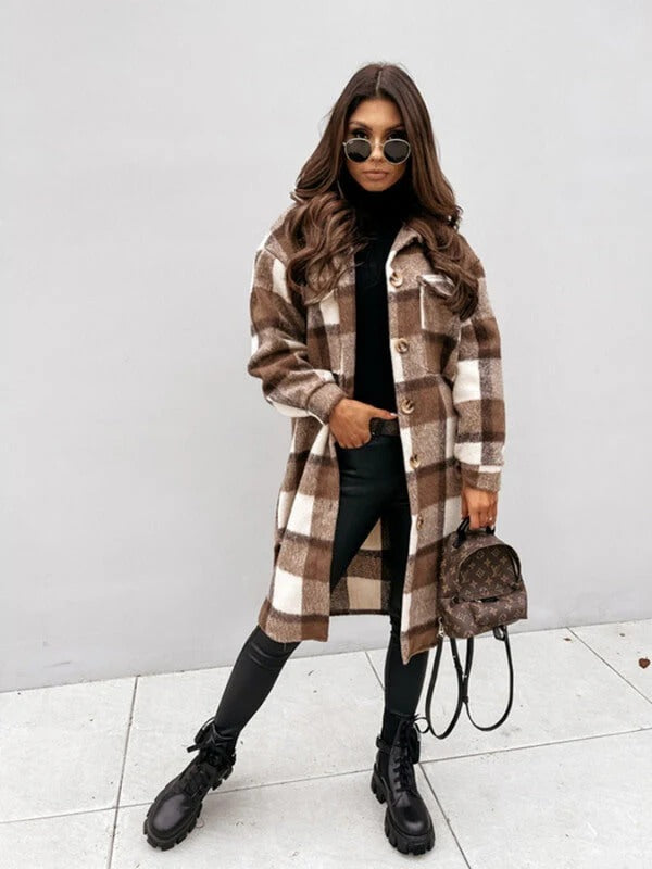 Manteau Oversize en Laine Mélangée - Chic et Confortable pour l'Hiver