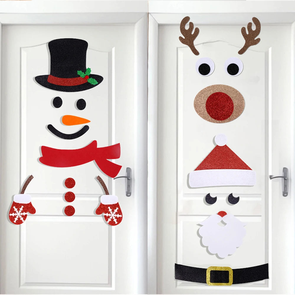 Autocollants de Noël en Dessin Animé - Décoration Festive et Amusante pour Murs