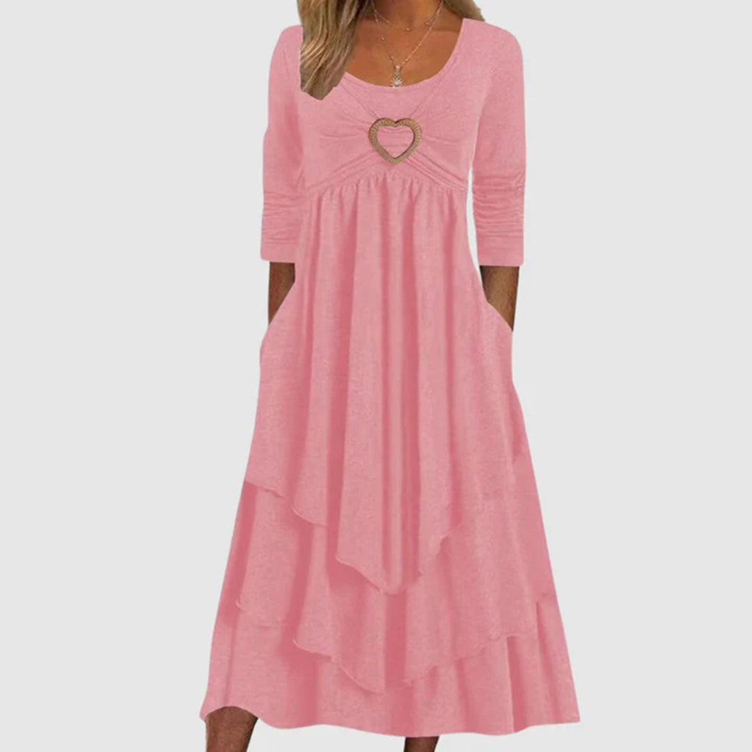 Robe Longue Femme Élégante - Silhouette en A avec Poches Pratiques