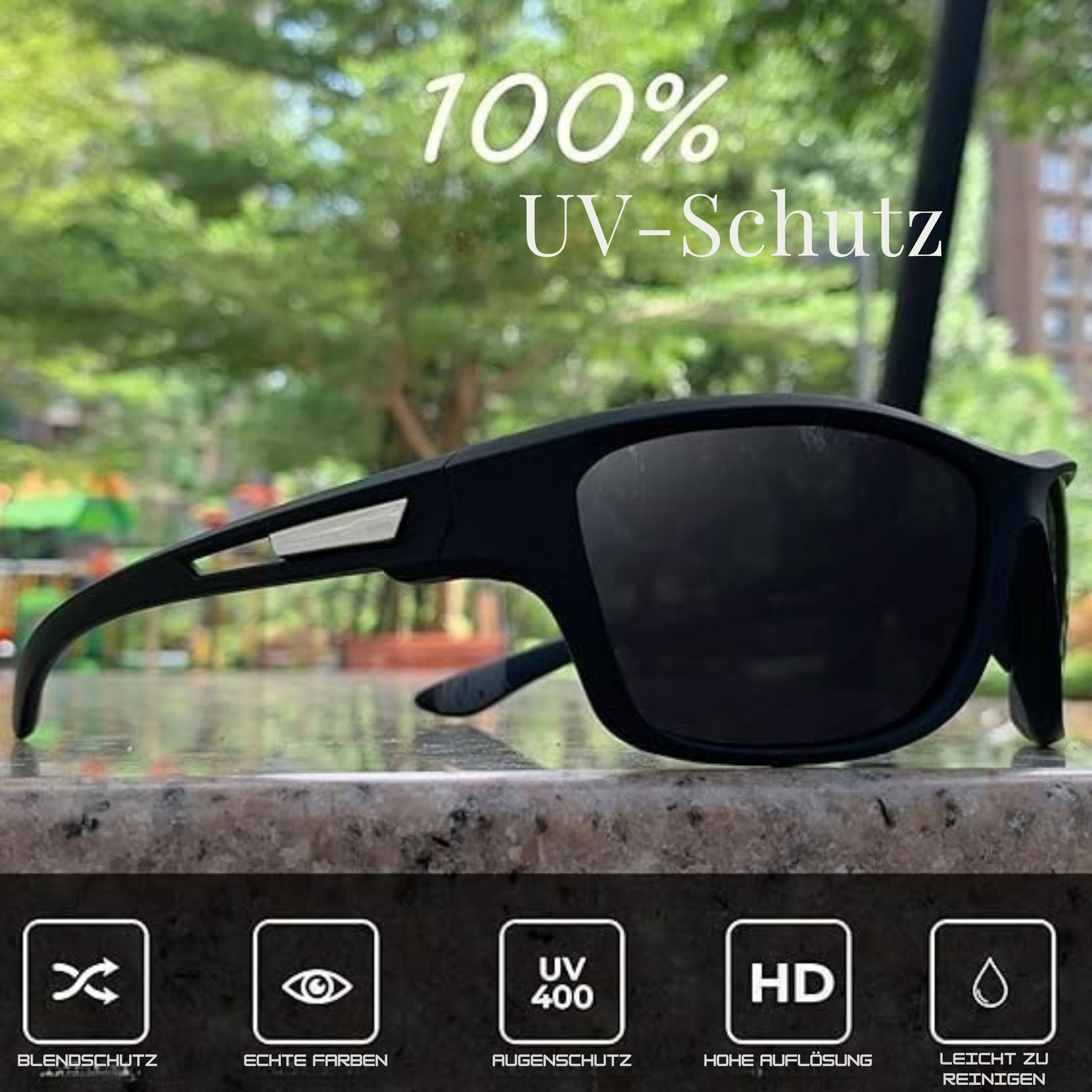 Lunettes de soleil polarisées UV 100 % - Design léger et résistant aux rayures