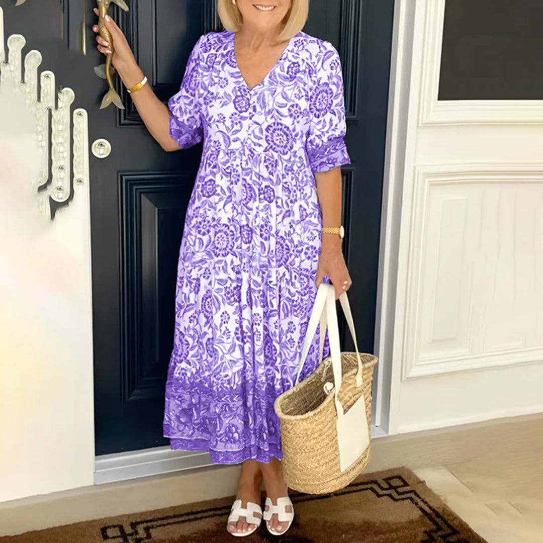 Robe Maxi Élégante Col V Femme - Confort d'Été et Style Cocktail