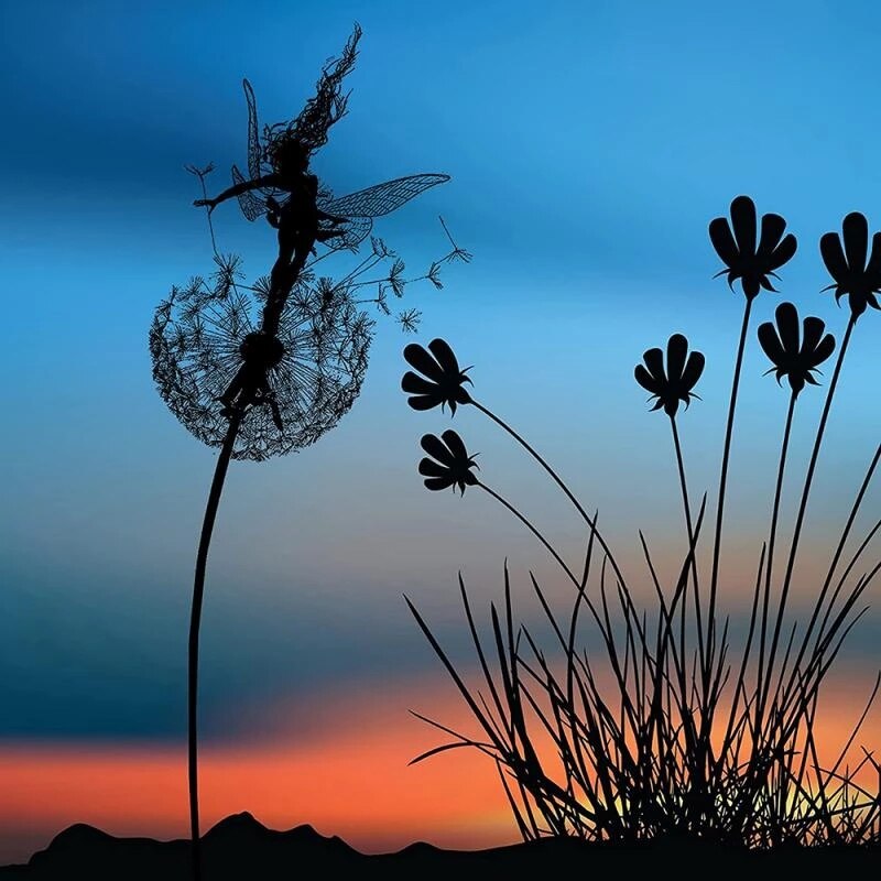 Sculpture de Fée en Métal pour Jardin - Art Résistant aux Intempéries et Magique
