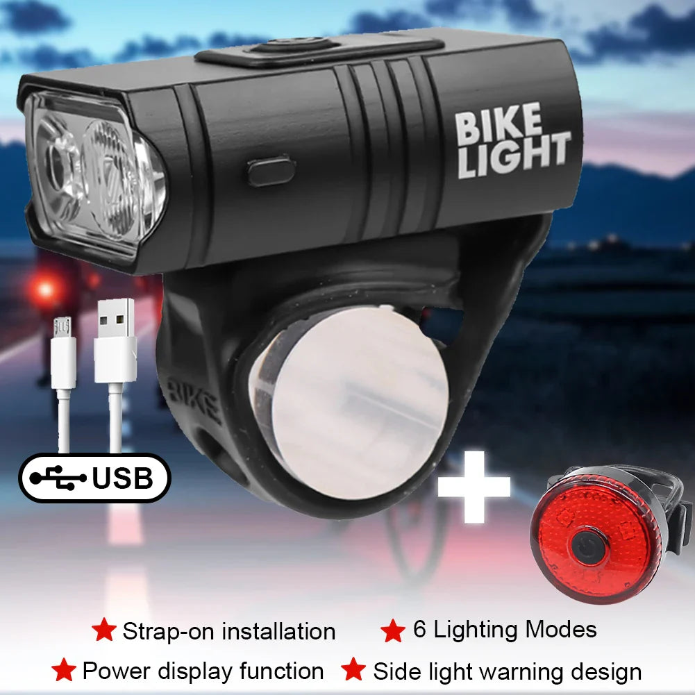 Lumières de Vélo LED Rechargeables - Phare Étanche avec Modes Multiples