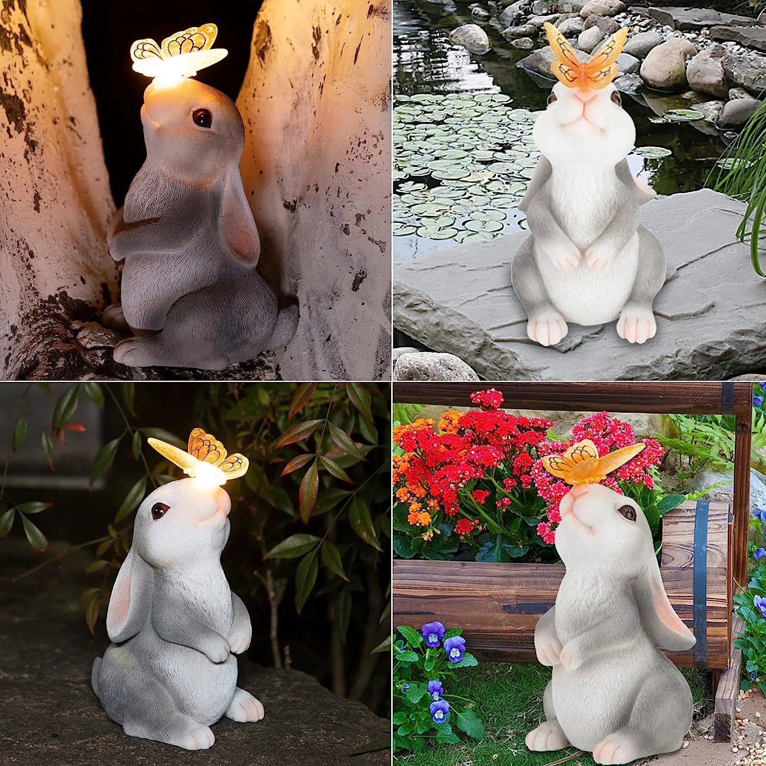 Lampe Solaire de Jardin Lapin - Éclairage Résistant aux Intempéries et Écologique