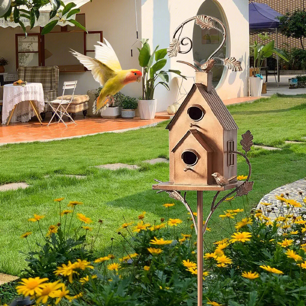 Maison pour oiseaux en Métal Élégant - Durable et Résistante aux Intempéries