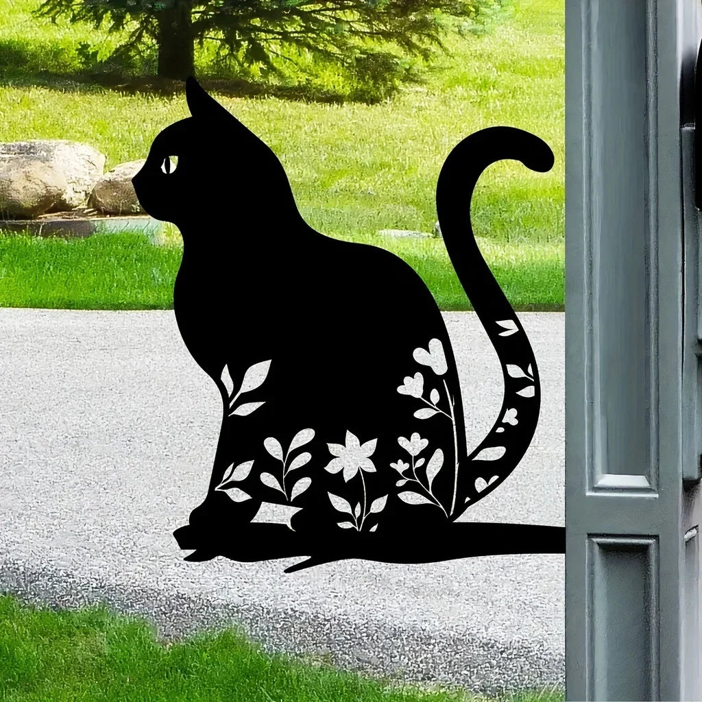Ornement de Jardin en Métal Chat - Décor Extérieur Unique et Ludique
