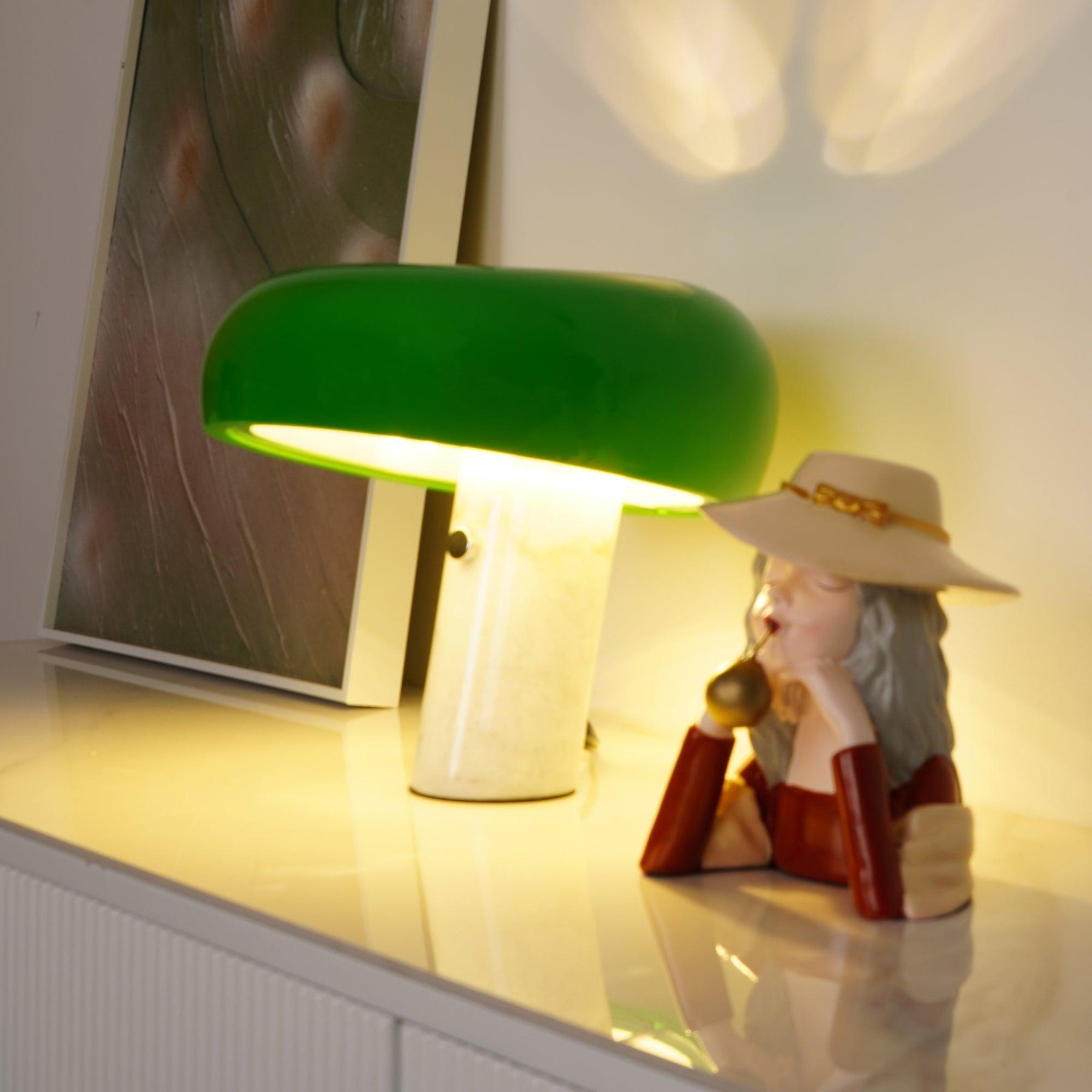 Lampe de Table en Marbre - Élégance et Ambiance Chaleureuse