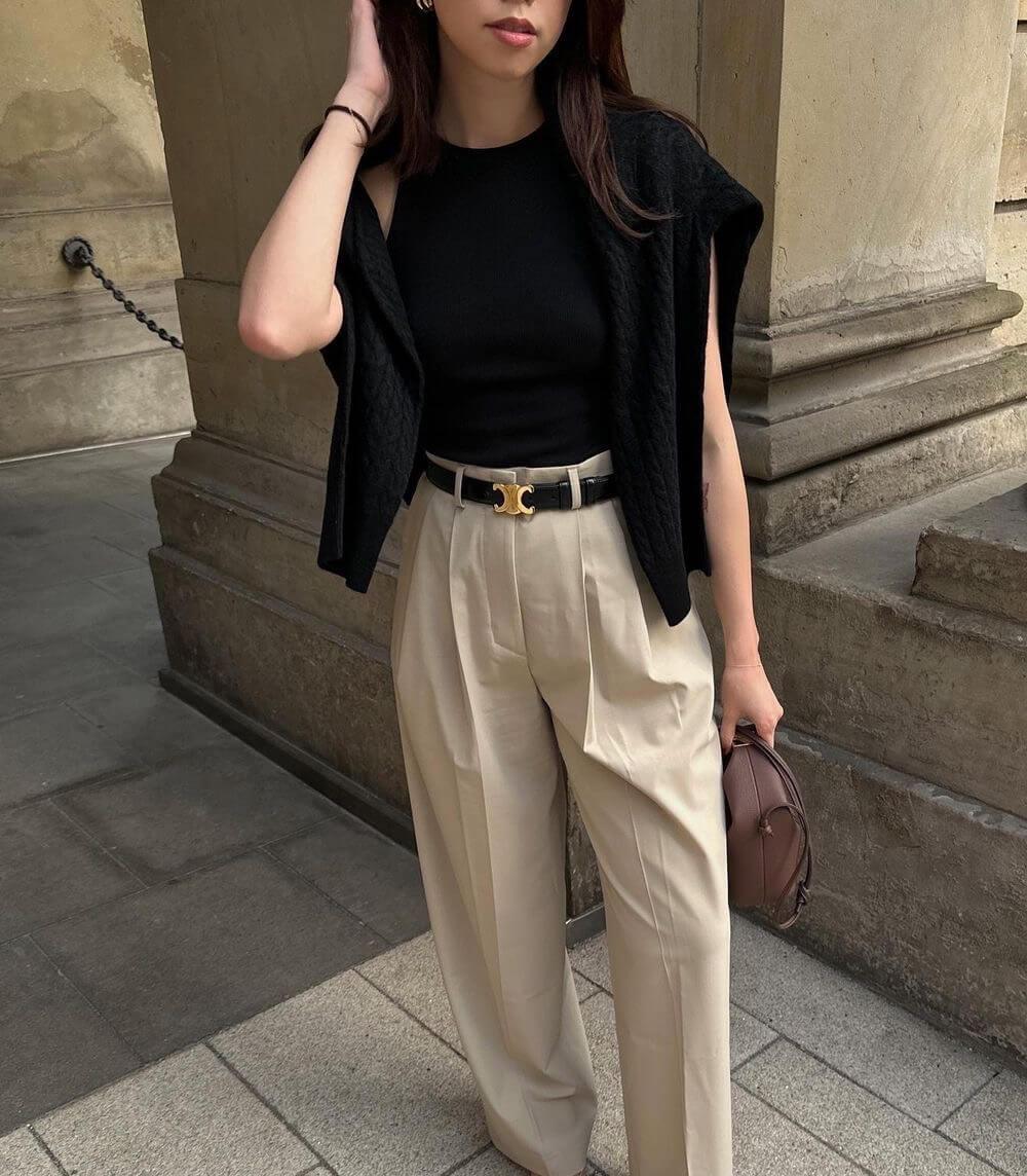 Ceinture en Cuir Noir avec Boucle Dorée - Élégance et Polyvalence pour Toutes les Occasions