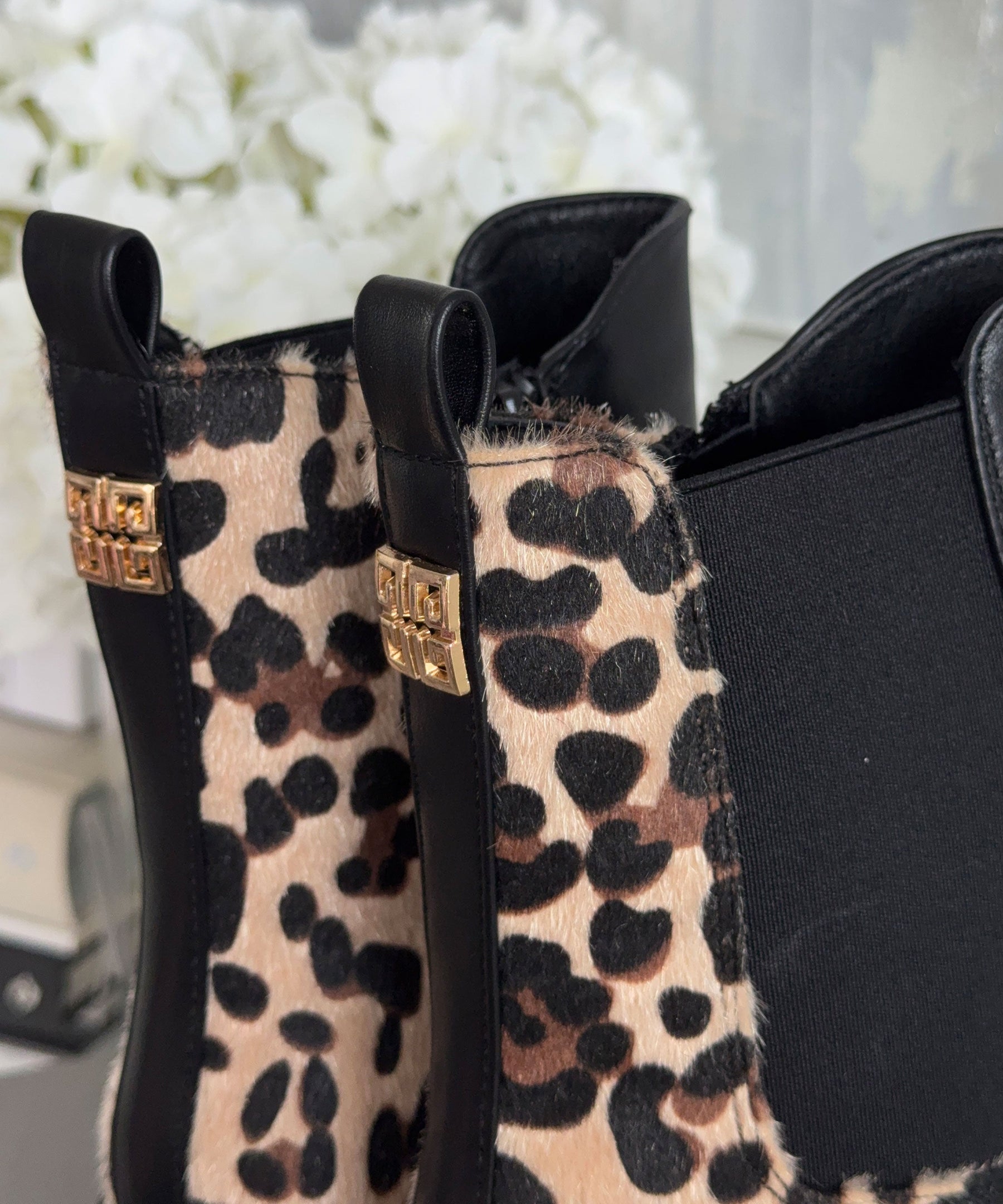 Bottes Noires Imprimé Léopard - Doublure Confortable pour Usage Quotidien