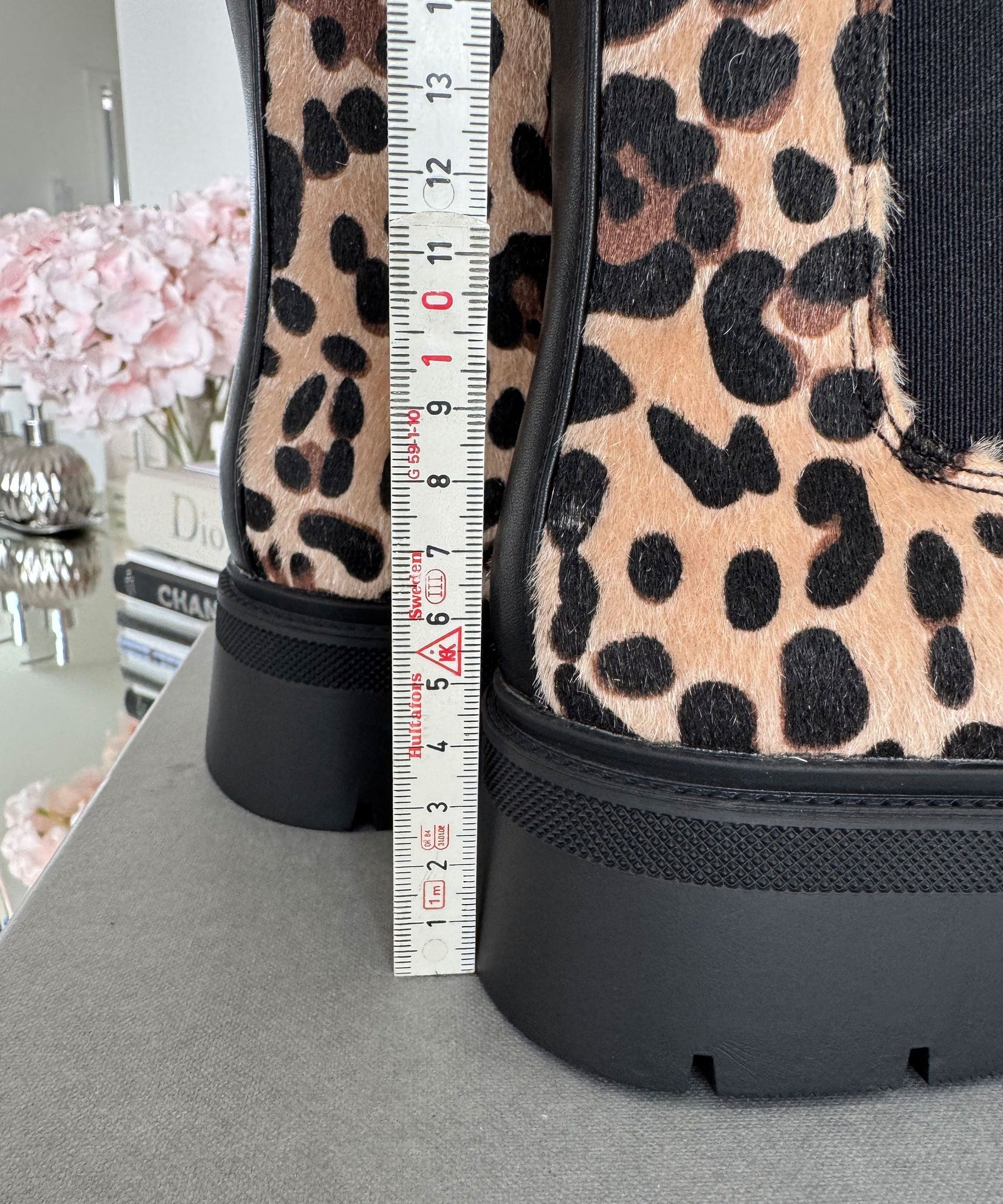 Bottes Noires Imprimé Léopard - Doublure Confortable pour Usage Quotidien