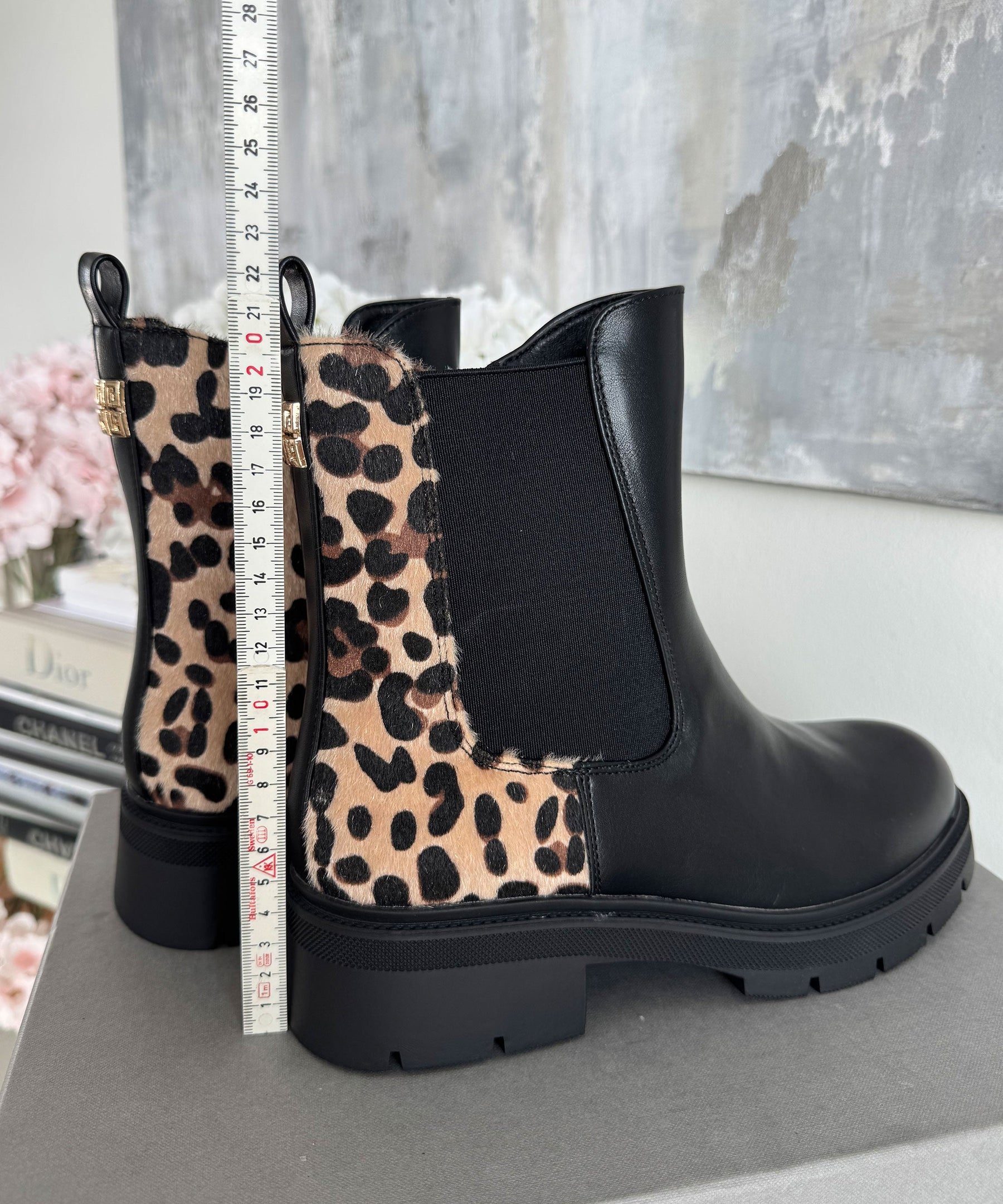 Bottes Noires Imprimé Léopard - Doublure Confortable pour Usage Quotidien