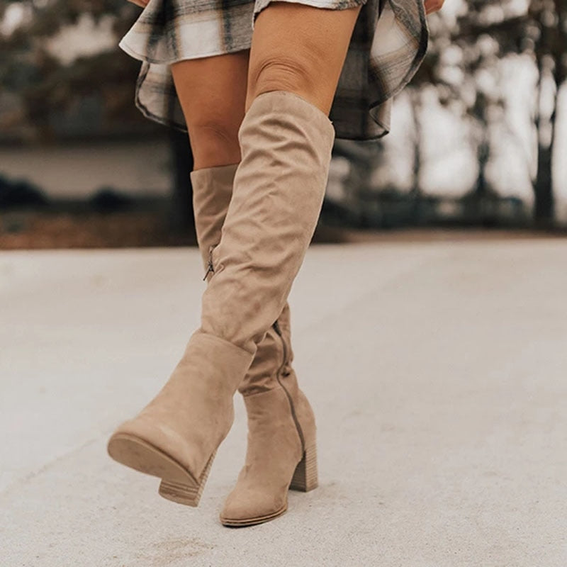 Bottes Montantes en Suède pour Femmes - Élégance et Confort pour Toutes Occasions